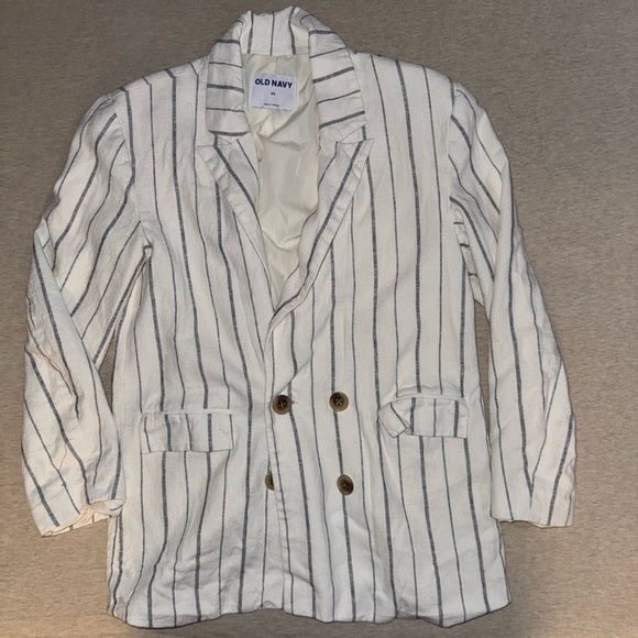 Old Navy Jackets & Blazers - Pinstriped Linen-Look Blazer Jacket – Women’s XS